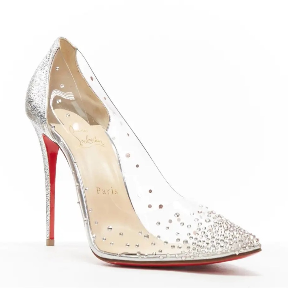 Christian Louboutin Degrastrass Embellished PVC-Leather Pumps